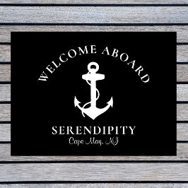 Boot Nautical Anchor Schwarz Custom Willkommen an  Fußmatte