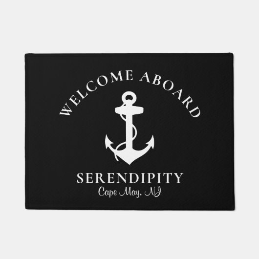 Boot Nautical Anchor Schwarz Custom Willkommen an Fußmatte (Vorderseite)