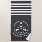 Boot oder Name Nautical Anchor & Oars Paddles Grau Strandtuch (Vorderseite)