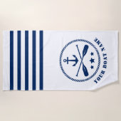 Boot oder Name Wasseranker & Oars Paddeln Weiß Strandtuch (Vorderseite)