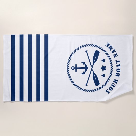 Boot oder Name Wasseranker & Oars Paddeln Weiß Strandtuch (Vorderseite)