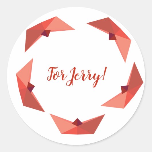 Boot, Papierhut, Individuelle Name-Aufkleber Runder Aufkleber (Vorderseite)