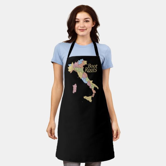 "Boot Roots" Map of Italy Black Schürze (Getragen)