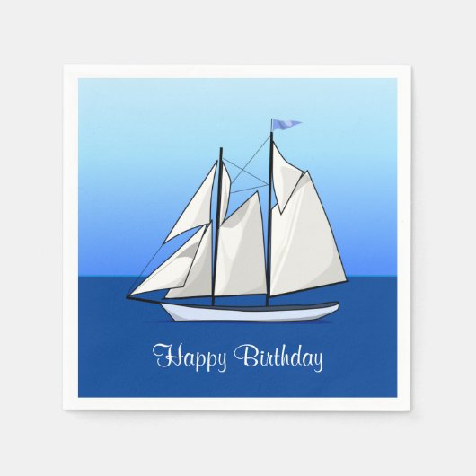 Boot Sailboat Birthday Nautical Sailing Party Blau Serviette (Vorderseite)