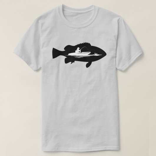Boot Schwarz und Weiß fischen T-Shirt (Design vorne)