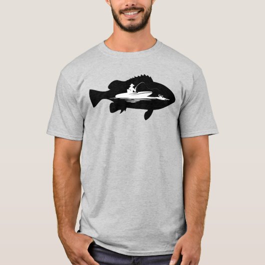Boot Schwarz und Weiß fischen T-Shirt (Vorderseite)