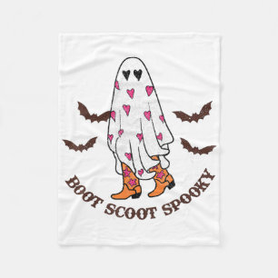 Boot Scoot Spooky Cowboy Ghost Groovy Retro Hallow Fleecedecke