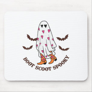 Boot Scoot Spooky Cowboy Ghost Groovy Retro Hallow Mousepad