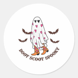 Boot Scoot Spooky Cowboy Ghost Groovy Retro Hallow Runder Aufkleber
