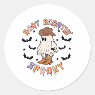 Boot Scoot Spooky Funny Western Halloween Cowboy G Runder Aufkleber