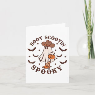 Boot Scoot Spooky Groovy Halloween Western Cowhide Karte