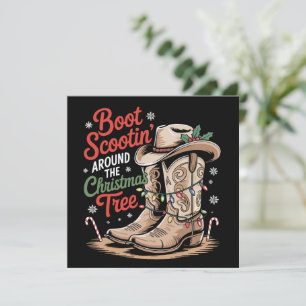 Boot Scootin' um den Weihnachtsbaum-Western Feiertagskarte