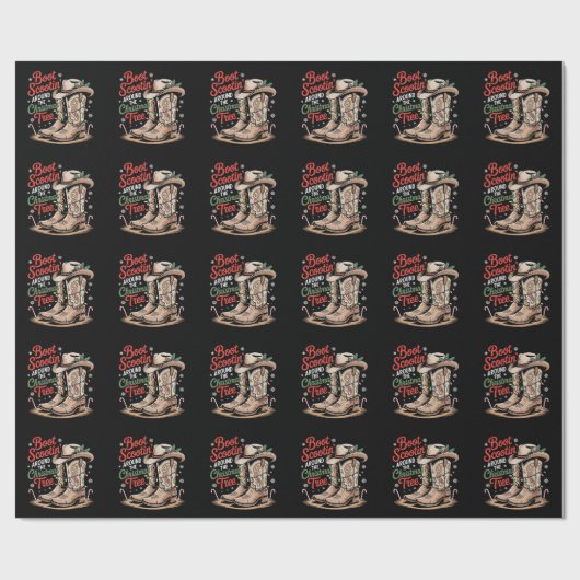 Boot Scootin' um den Weihnachtsbaum-Western Geschenkpapier (Flach)