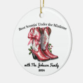 Boot Scootin' Under the Mistletoe Keramik Ornament (Links)
