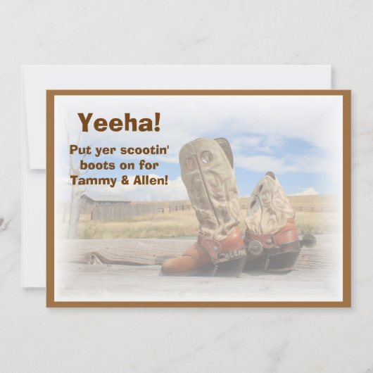 Boot Scootin' Western Dance Wedding Einladung (Vorderseite)