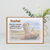 Boot Scootin' Western Dance Wedding Einladung (Stehend Vorderseite)