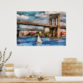Boot - Segeln unter der Brooklyn Bridge Poster (Küche)