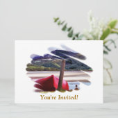 BOOT- UND BERGLANDSCHAFT EINLADUNG (Stehend Vorderseite)