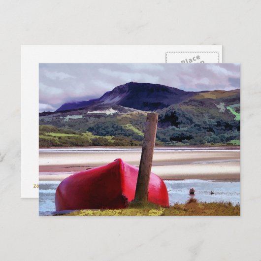 BOOT- UND BERGLANDSCHAFT POSTKARTE (Vorne/Hinten)