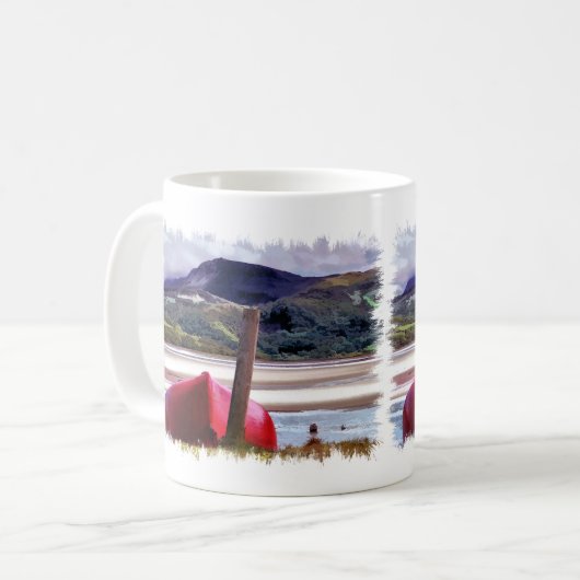 BOOT- UND BERGLANDSCHAFT TASSE KAFFEE (Vorderseite Links)