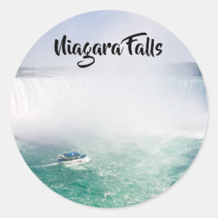 Boot und Hufeisenfälle von den Niagara-Fällen Runder Aufkleber