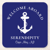 Bootanchor Navy Personalisiert Rechteckiger Pappuntersetzer (Vorderseite)