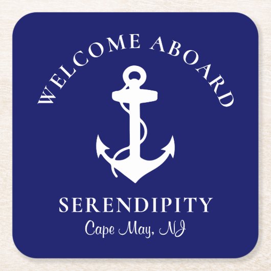 Bootanchor Navy Personalisiert Rechteckiger Pappuntersetzer (Vorderseite)