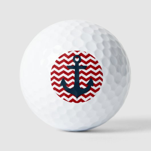 Bootanchor Red White Blue Nautical Golf Balls Golfball (Vorderseite)