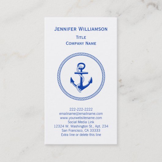 Bootanchor Segelboot Yachting Crew Nautic Visitenkarte (Vorderseite)