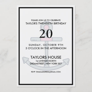 Bootanchor Trendy Custom Birthday Party Einladung