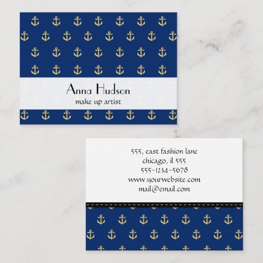 Bootanker, Schiffsanker, Bootsführer, Skipper Visitenkarte (Vorne/Hinten)