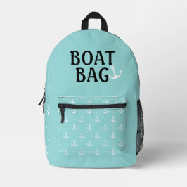 Bootbeutel Aqua and White mit Anker Bedruckter Rucksack