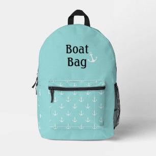 Bootbeutel Aqua and White mit Anker Bedruckter Rucksack