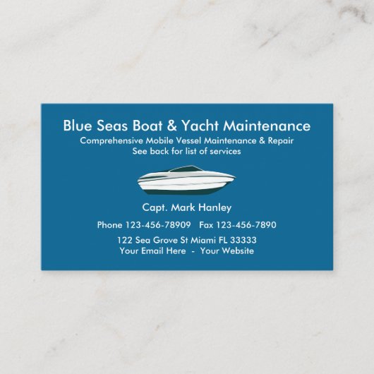 Bootdienste und Yachtdienste Visitenkarte (Vorderseite)