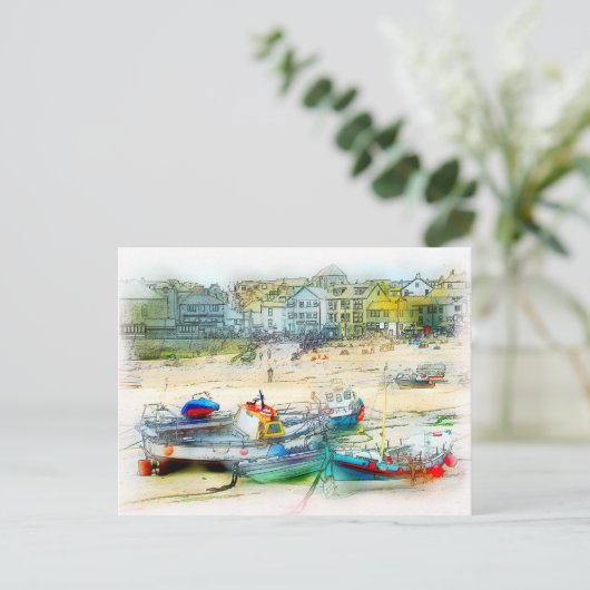 BOOTE ALS MALERIE POSTKARTE (Stehend Vorderseite)