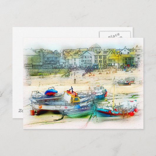 BOOTE ALS MALERIE POSTKARTE (Vorne/Hinten)