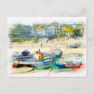 BOOTE ALS MALERIE POSTKARTE