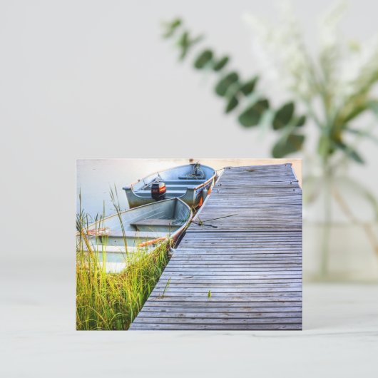 Boote am Dock Postkarte (Stehend Vorderseite)