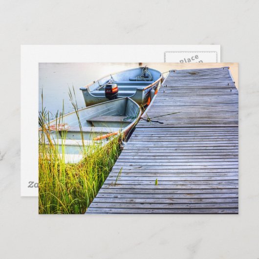 Boote am Dock Postkarte (Vorne/Hinten)