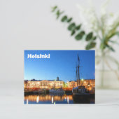 Boote am Helsinki Market Square im Abend Postkarte (Stehend Vorderseite)