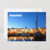 Boote am Helsinki Market Square im Abend Postkarte (Vorne/Hinten)