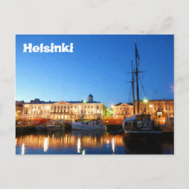 Boote am Helsinki Market Square im Abend Postkarte