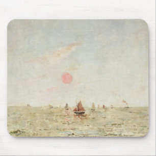 Boote am Sonnenaufgang (Öl auf Platte) Mousepad