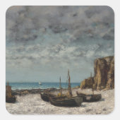 Boote am Strand, Étretat - Gustave Courbet Quadratischer Aufkleber (Vorderseite)