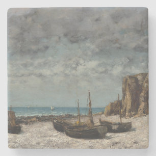 Boote am Strand, Étretat - Gustave Courbet Steinuntersetzer