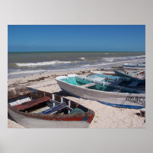 Boote am Strand Poster (Vorne)