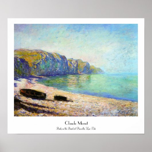 Boote am Strand von Pourville, Low-Tide-Monet Poster (Vorne)