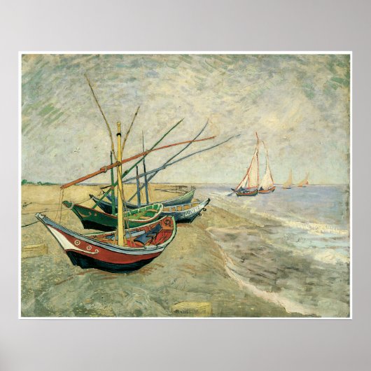 Boote am Strand von Saintes-Maries, 1888 Poster (Vorne)