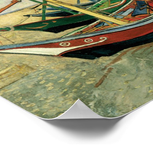 Boote am Strand von Saintes-Maries Poster (Ecke)