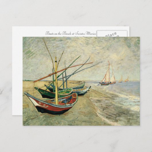 Boote am Strand von Saintes-Maries Postkarte (Vorne/Hinten)